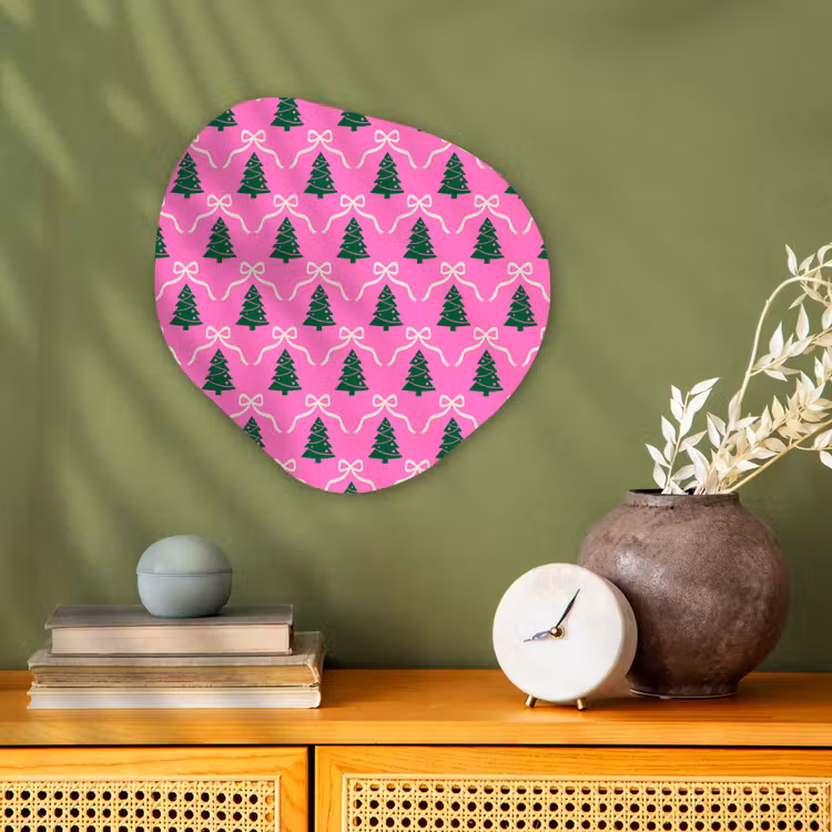 Organisch schilderij - Forex - Kerst - Roze - Wit - Strik — 2