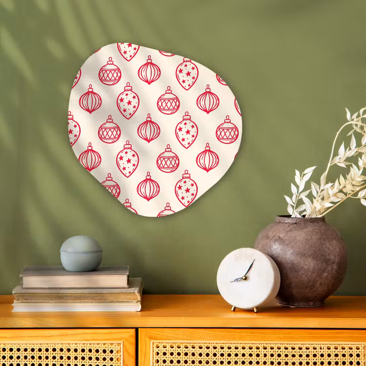 Organisch schilderij - Forex - Kerstbal - Crème - Rood — 2