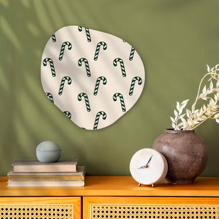 Organisch schilderij - Forex - Kerst - Groen - Crème - Zuurstok — 2