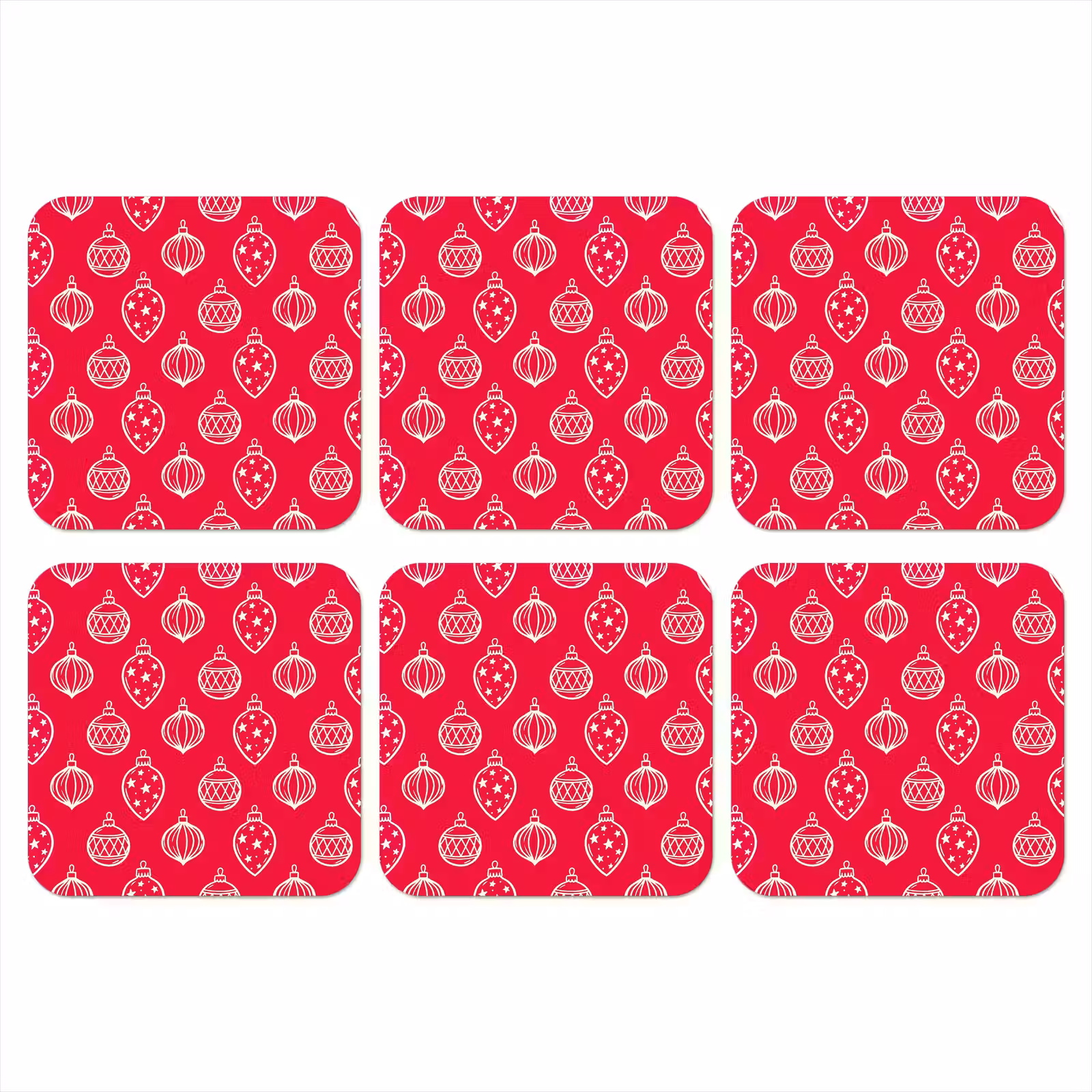 Onderzetter - Kerstbal - Rood - Wit — 1
