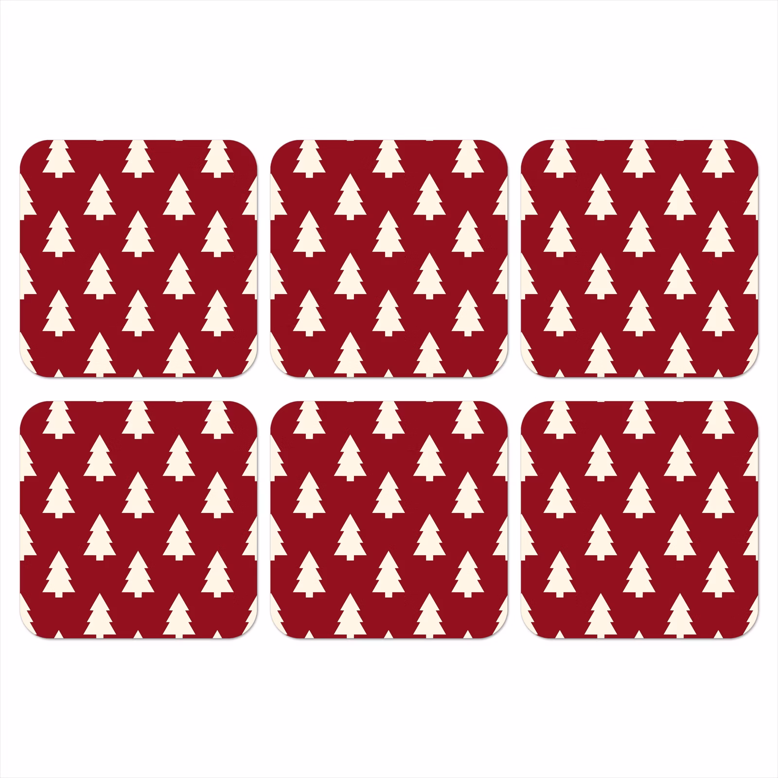 Onderzetter - Kerstboom - Rood - Wit — 1