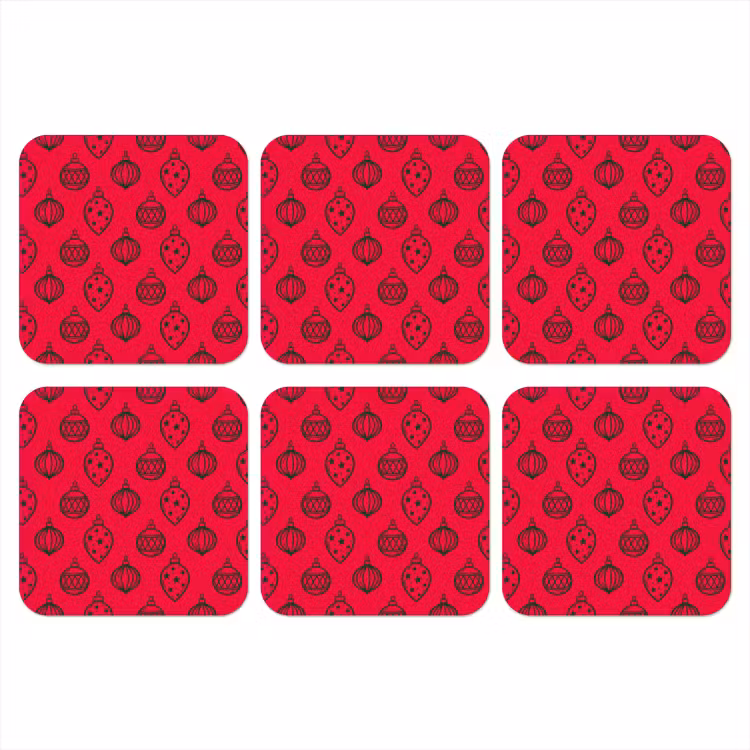 Onderzetter - Kerstbal - Groen - Rood — 1