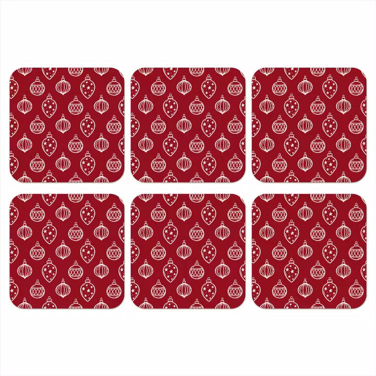Onderzetter - Kerstbal - Rood - Crème — 1