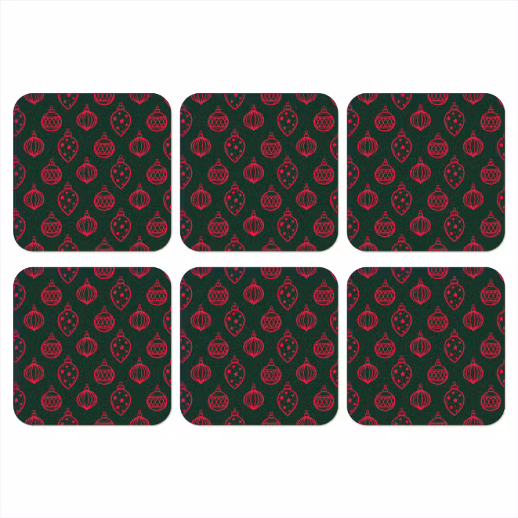 Onderzetter - Kerstbal - Rood - Groen — 1