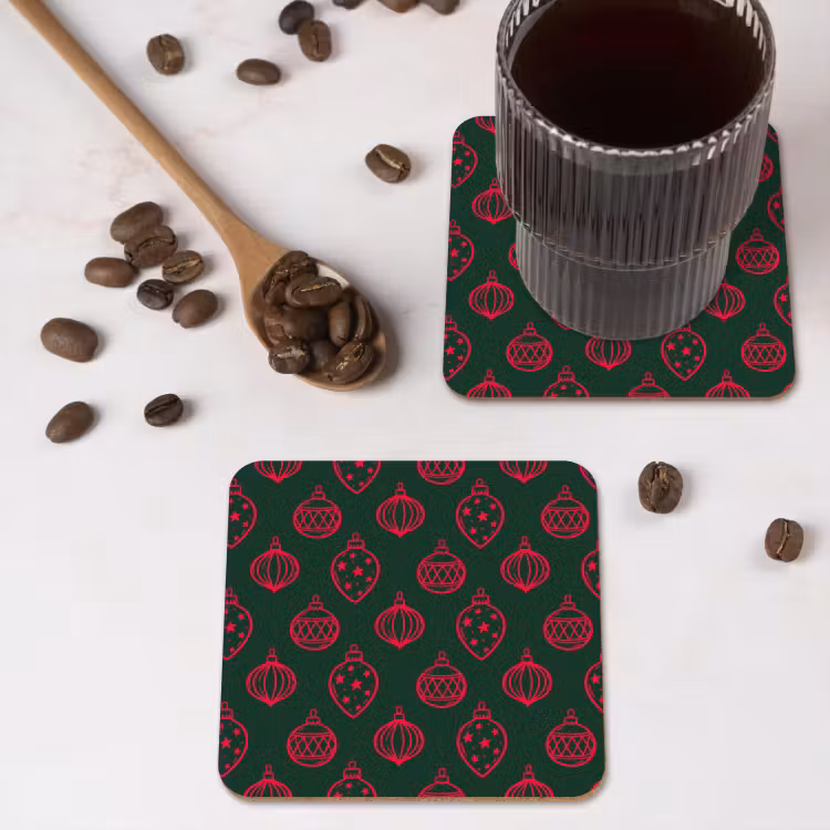 Onderzetter - Kerstbal - Rood - Groen — 4