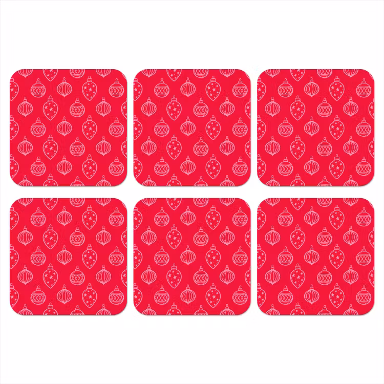 Onderzetter - Kerstbal - Rood - Roze — 1