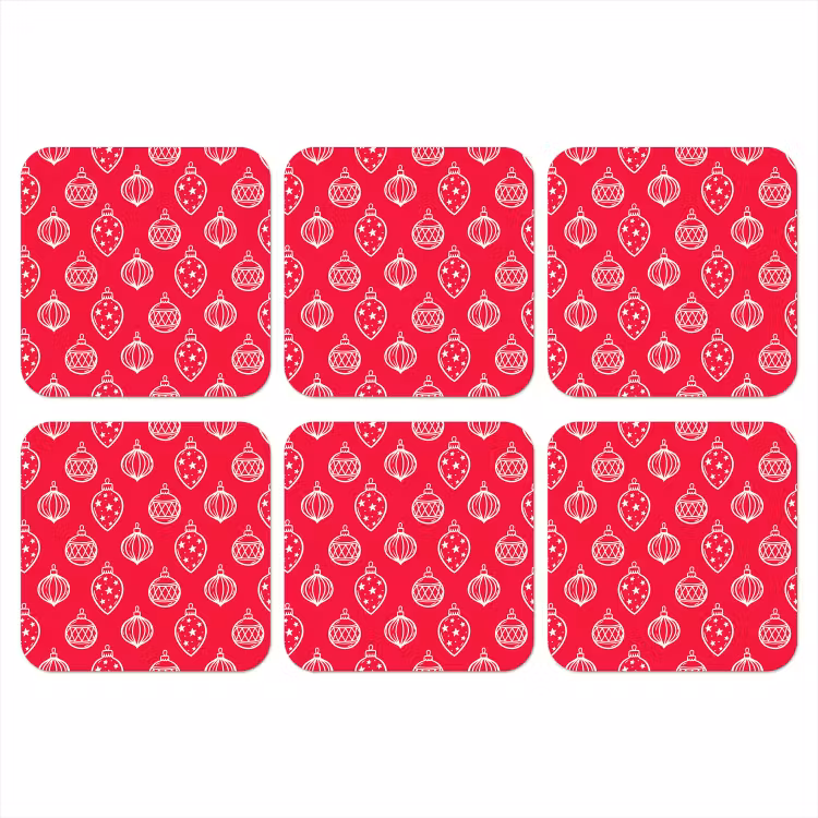 Onderzetter - Kerstbal - Rood - Wit — 1