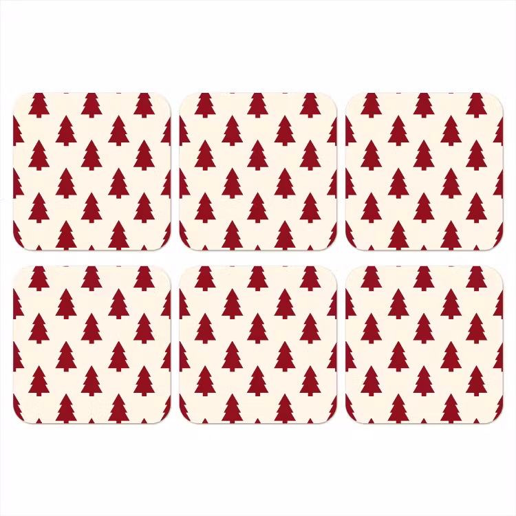 Onderzetter - Kerstboom - Crème - Rood — 1