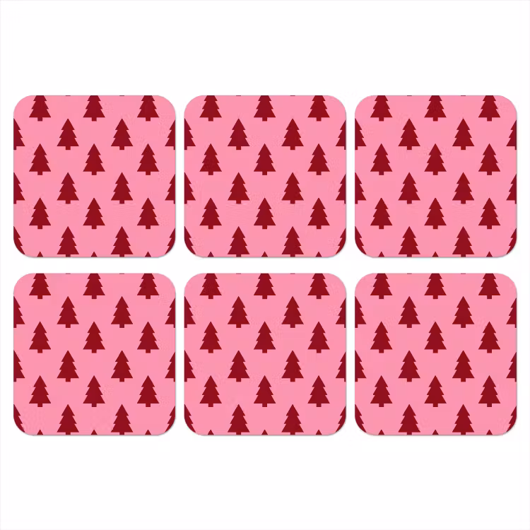 Onderzetter - Kerstboom - Rood - Roze — 1