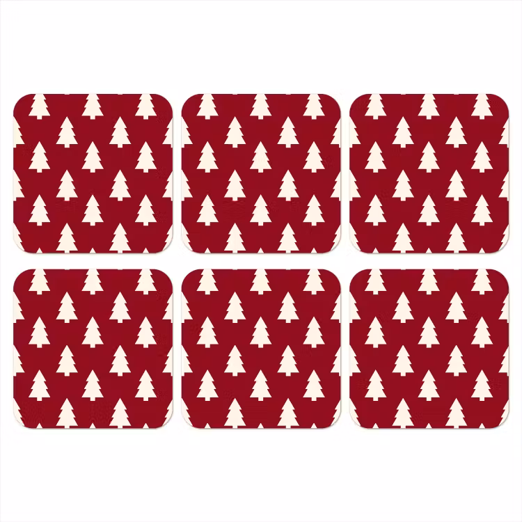 Onderzetter - Kerstboom - Rood - Wit — 1