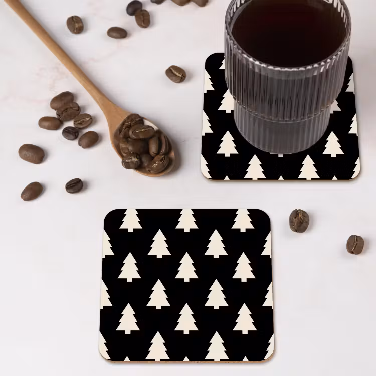Onderzetter - Kerstboom - Zwart - Wit — 4