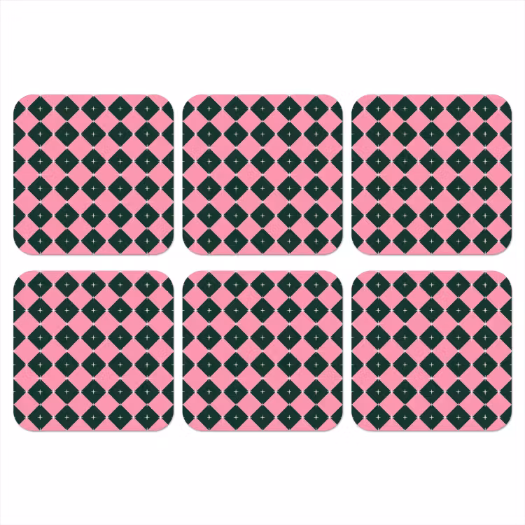 Onderzetter - Kerst - Roze - Groen - Ster — 1