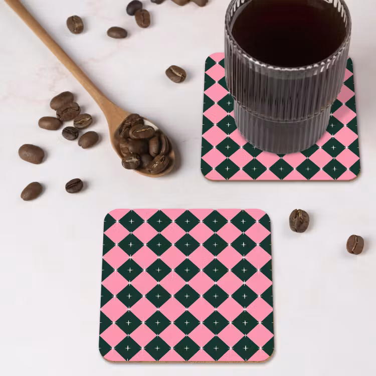 Onderzetter - Kerst - Roze - Groen - Ster — 4