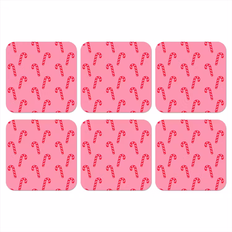 Onderzetter - Kerst - Rood - Roze - Zuurstok — 1