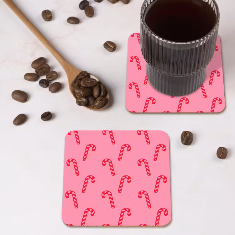 Onderzetter - Kerst - Rood - Roze - Zuurstok — 4