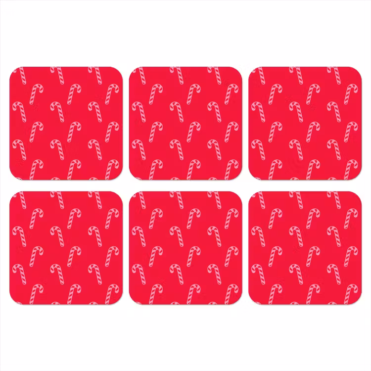 Onderzetter - Kerst - Roze - Rood - Zuurstok — 1