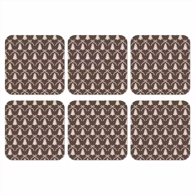 Onderzetter​ - Strik - Taupe - Wit - Kerst — 1