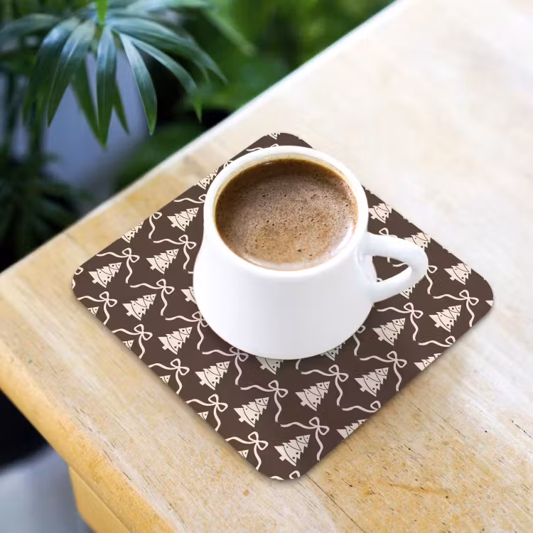 Onderzetter​ - Strik - Taupe - Wit - Kerst — 3