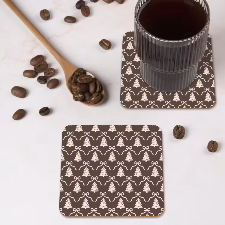 Onderzetter​ - Strik - Taupe - Wit - Kerst — 4