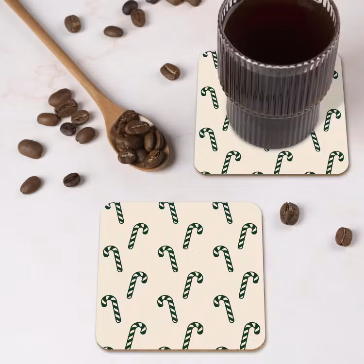 Onderzetter - Kerst - Groen - Crème - Zuurstok — 4