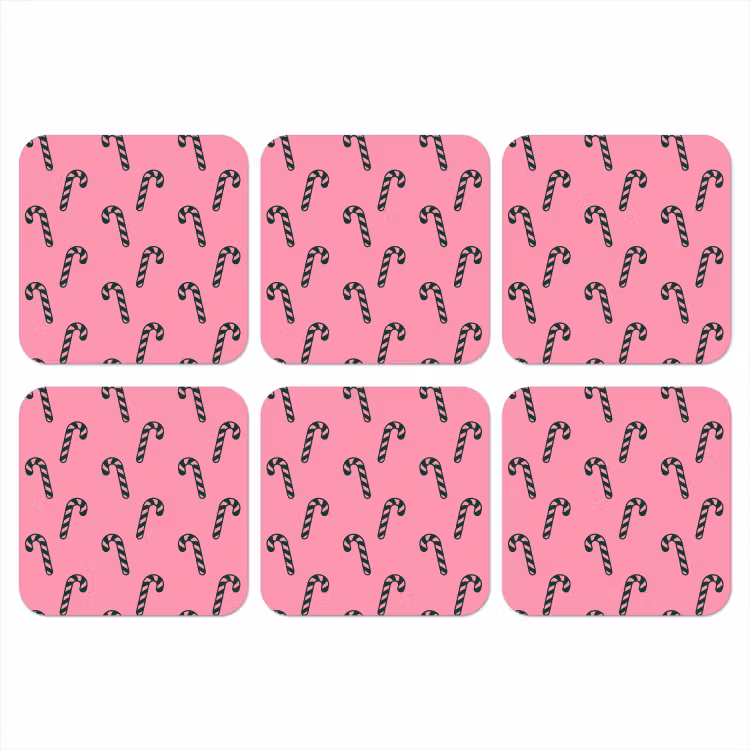 Onderzetter - Kerst - Roze - Groen - Zuurstok — 1