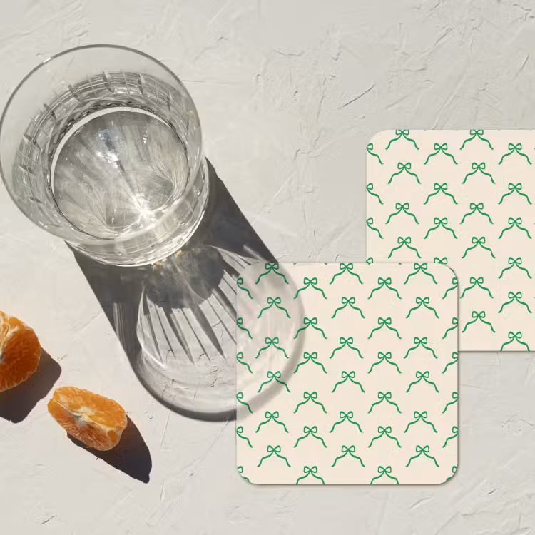 Onderzetter​ - Strik - Crème - Groen - Kerst — 2