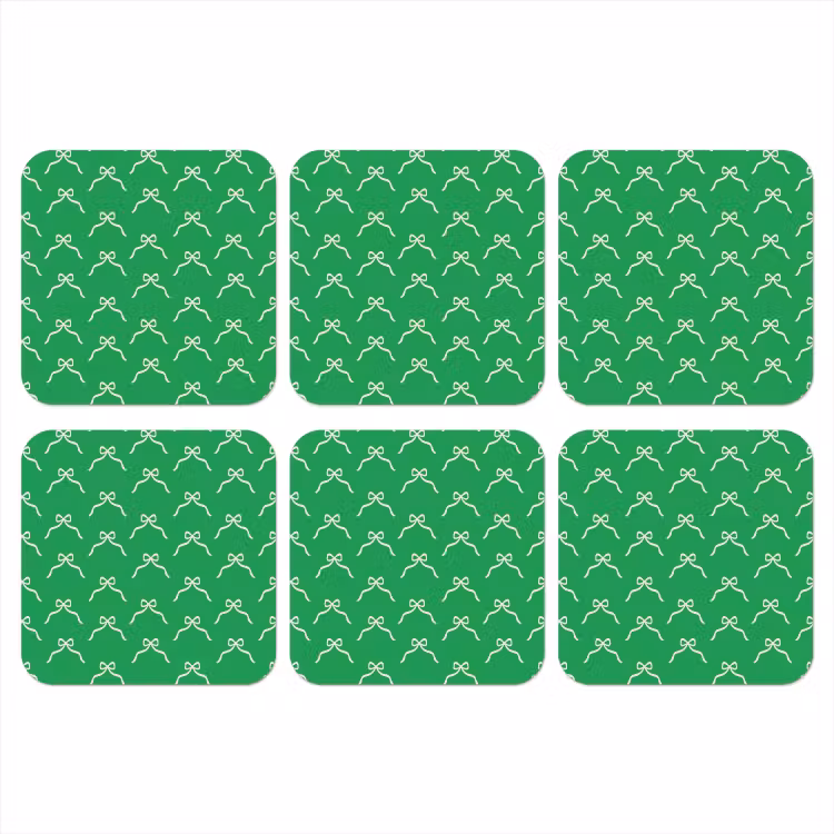 Onderzetter​ - Strik - Kerst - Groen - Wit — 1
