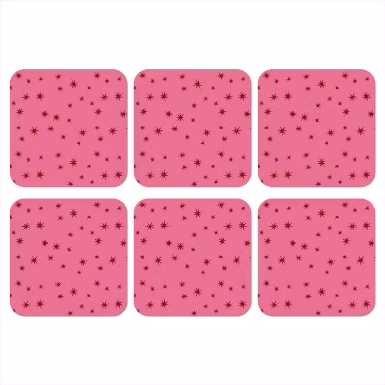 Onderzetter - Kerst - Ster - Rood - Roze — 1