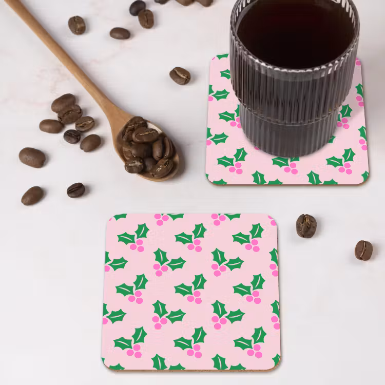 Onderzetter​ - Kerst - Hulst - Roze — 4