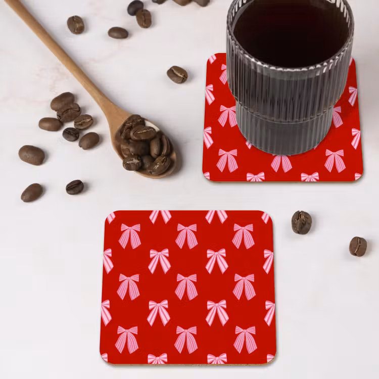 Onderzetter - Strikken - Kerst - Rood - Roze — 4