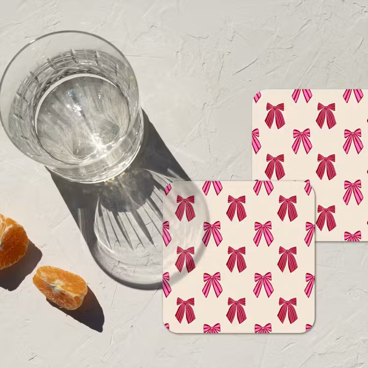 Onderzetter - Strikken - Kerst - Roze - Crème — 2