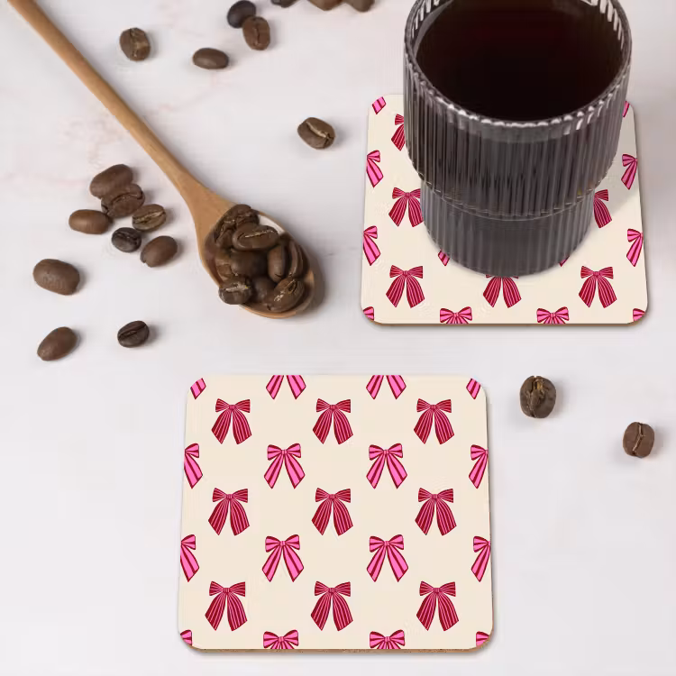 Onderzetter - Strikken - Kerst - Roze - Crème — 4