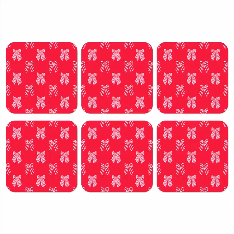 Onderzetter - Strikken - Kerstmis - Rood - Roze — 1