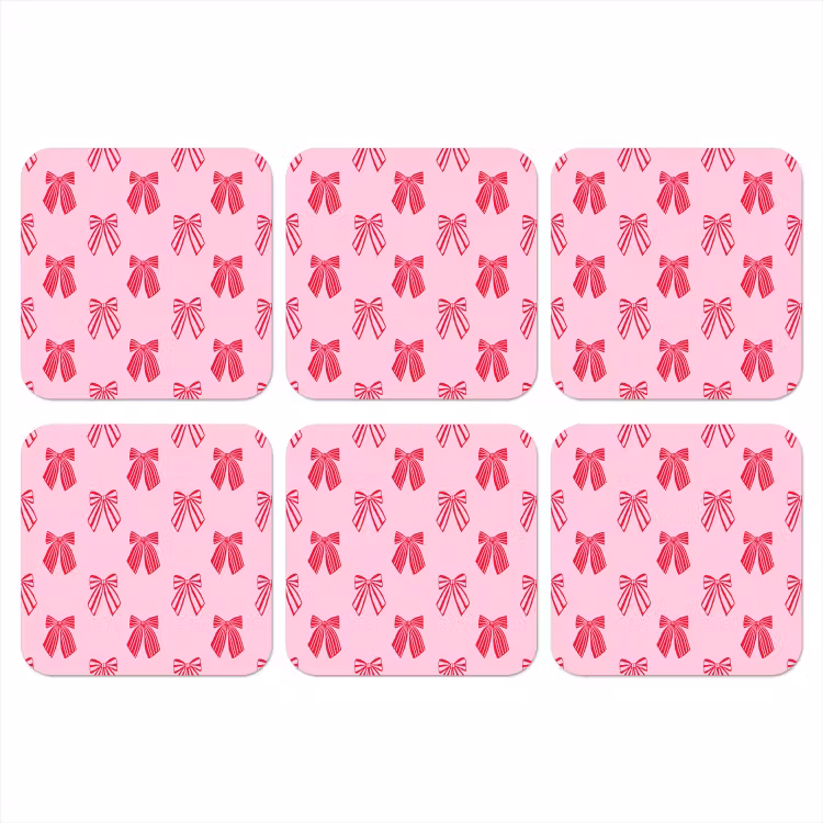 Onderzetter - Strikken - Kerstmis - Roze - Rood — 1