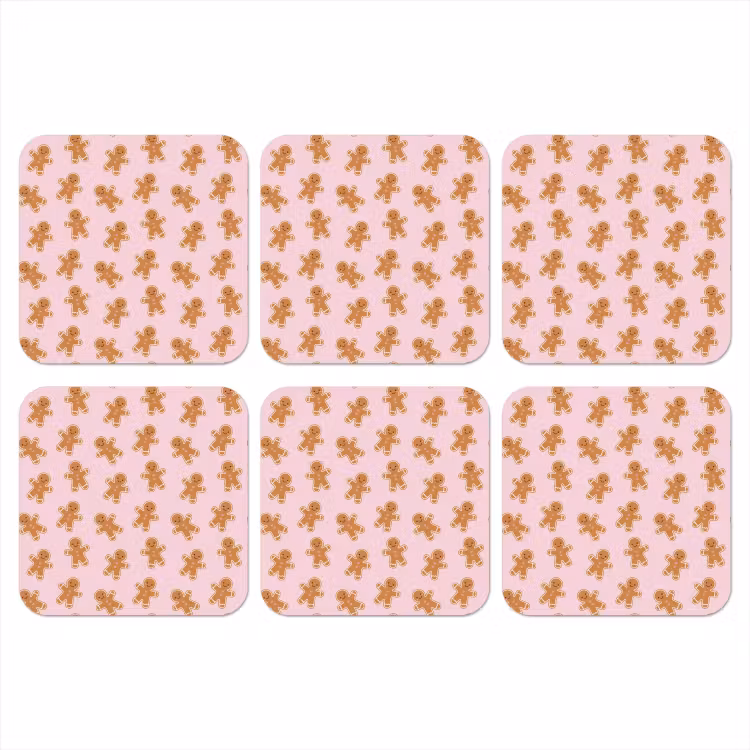 Onderzetter - Peperkoek - Bruin - Roze - Kerst — 1