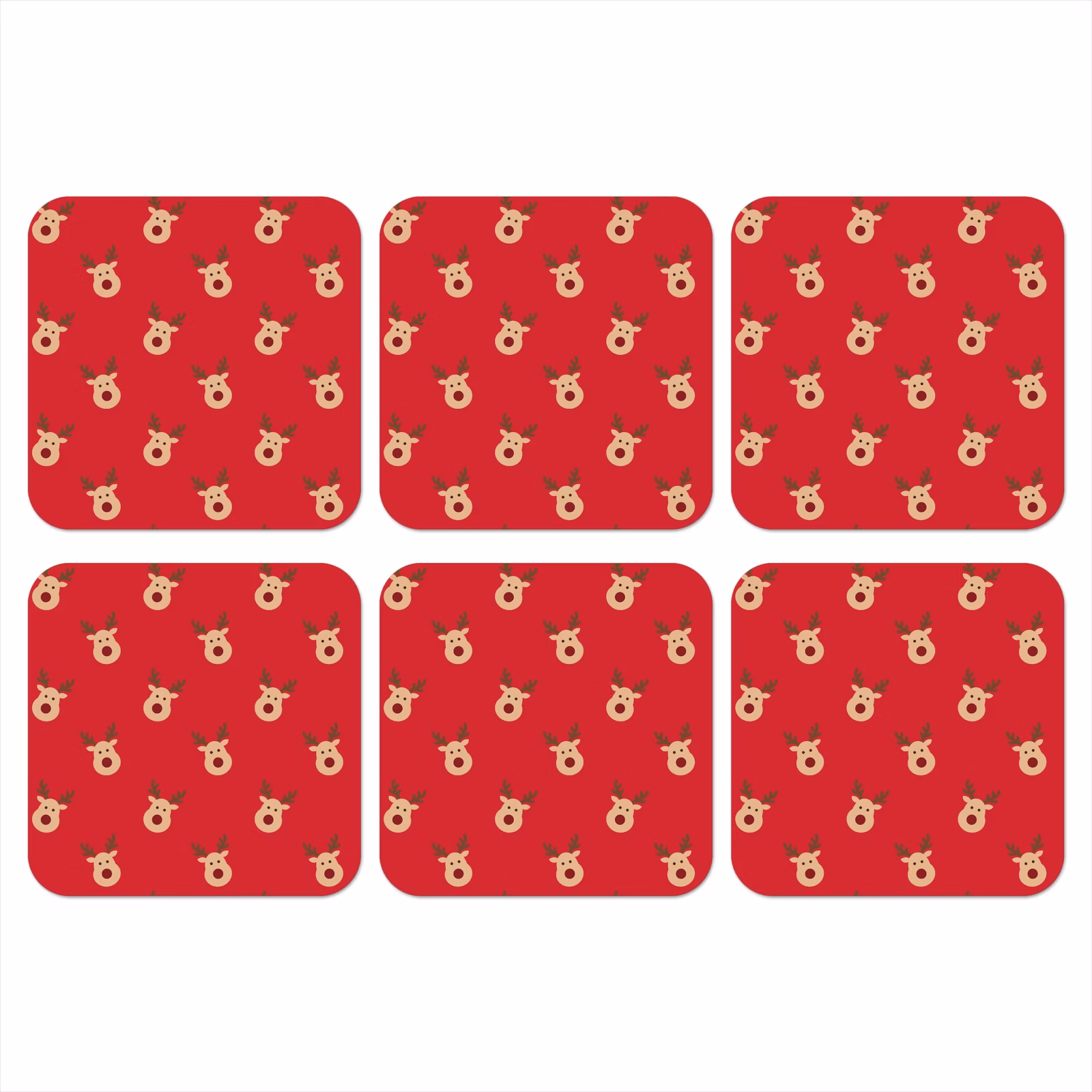 Onderzetter - Rendieren - Kerst - Rood — 1