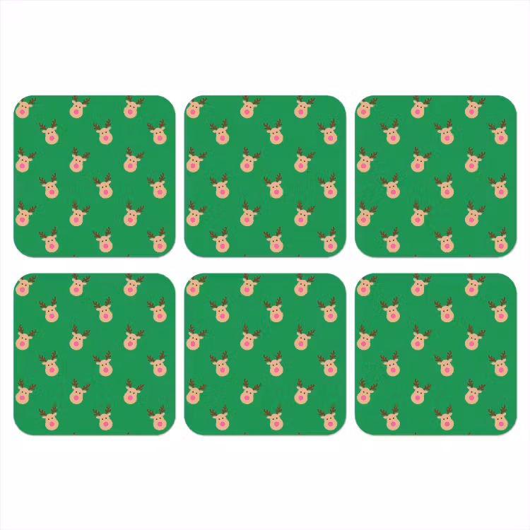 Onderzetter - Rendieren - Kerst - Neon - Groen — 1