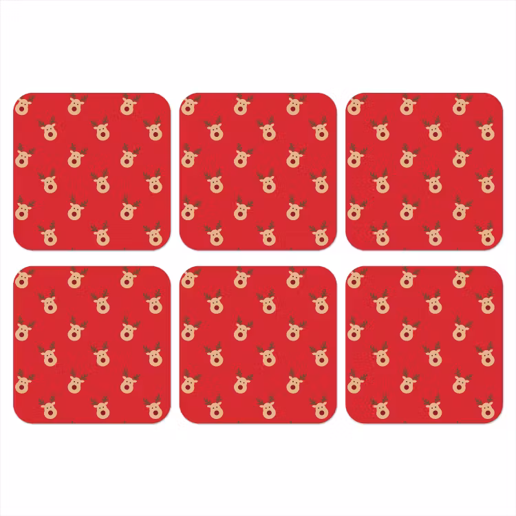 Onderzetter - Rendieren - Kerst - Rood — 1