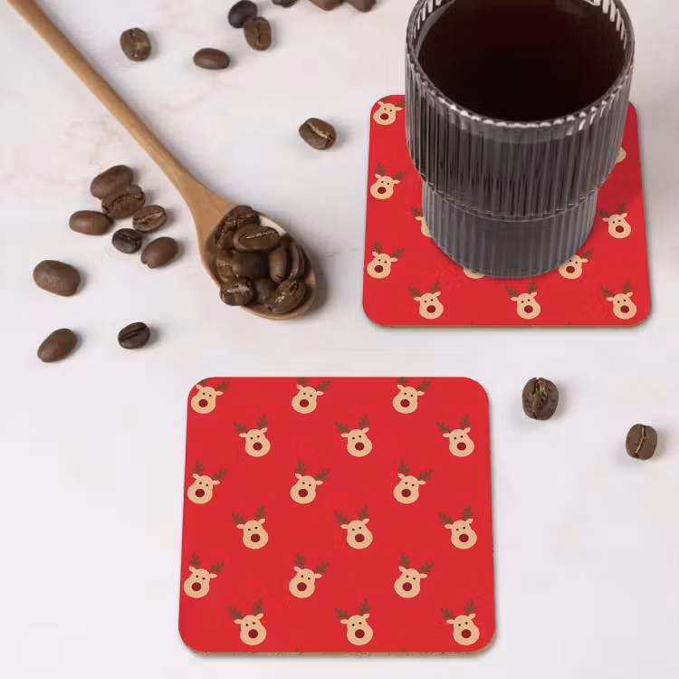 Onderzetter - Rendieren - Kerst - Rood — 4