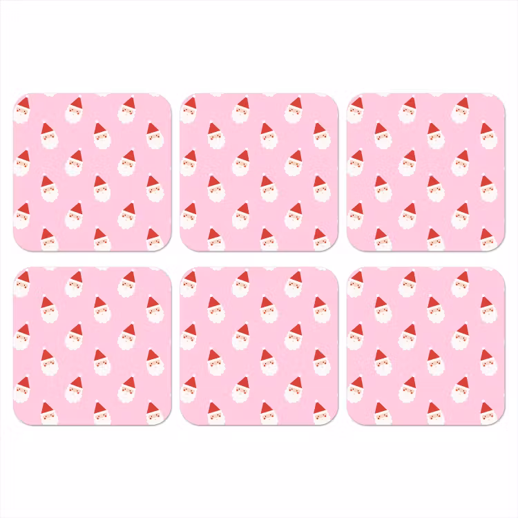 Onderzetter - Kerstman - Kerst - Roze — 1