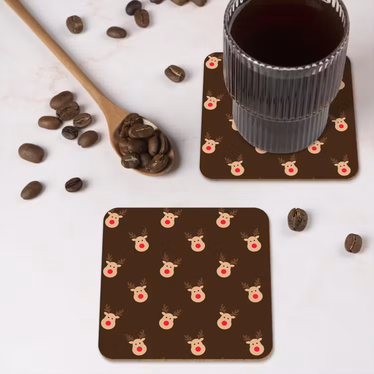 Onderzetter​ - Rendieren - Kerst - Bruin — 4