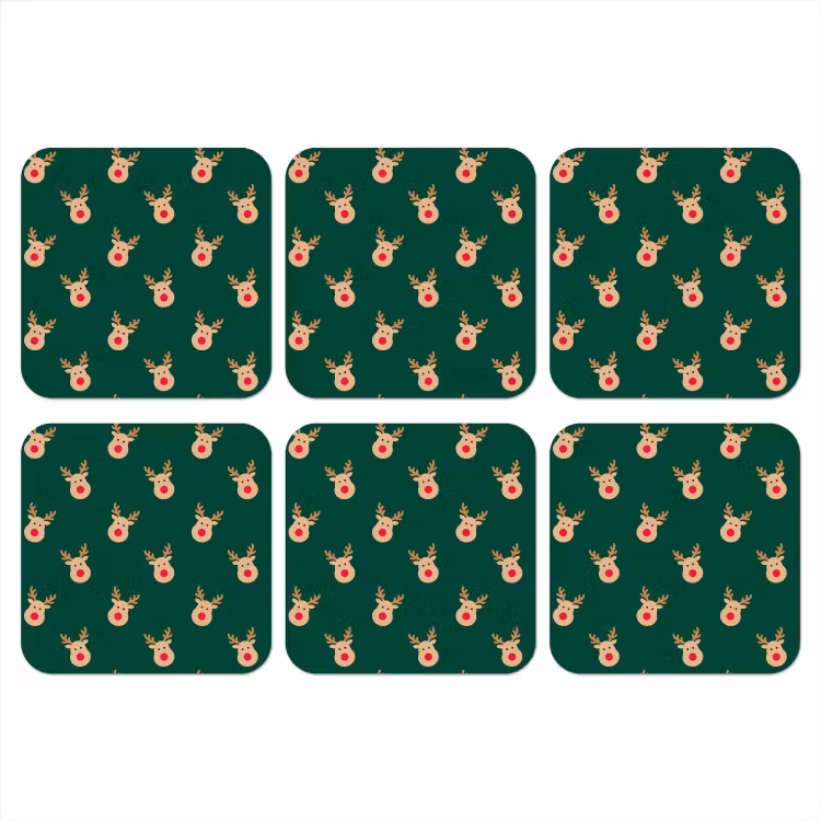 Onderzetter - Rendieren - Kerst - Groen — 1