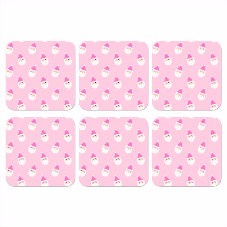 Onderzetter​ - Kerstman - Kerst - Roze - Pastel — 1