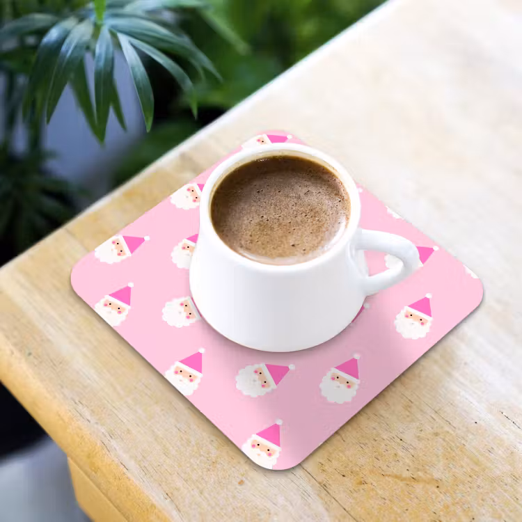 Onderzetter​ - Kerstman - Kerst - Roze - Pastel — 3