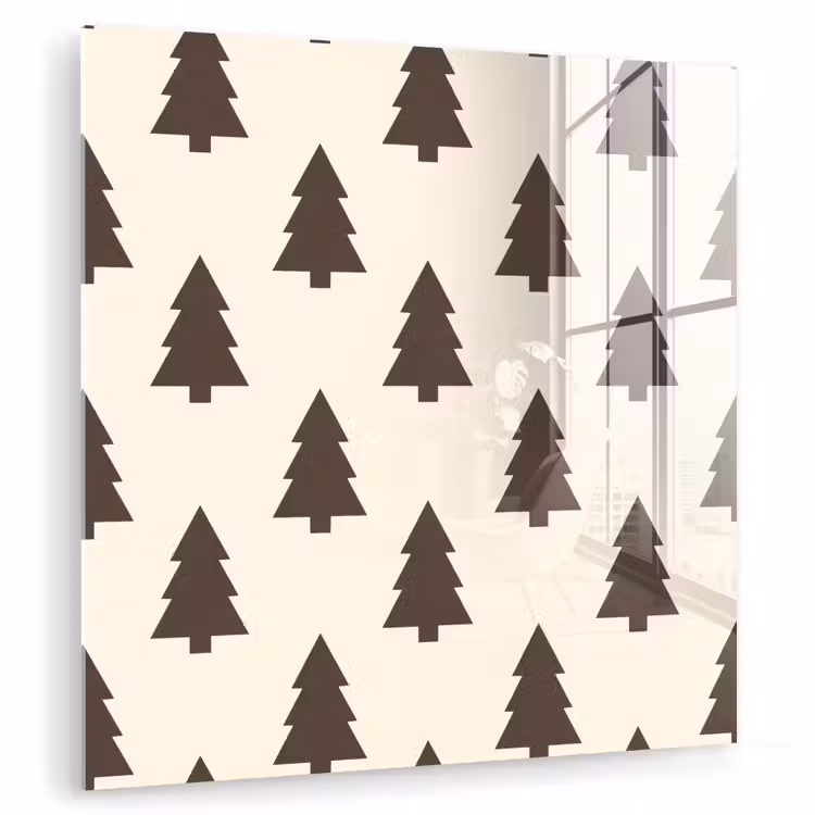 Glas schilderij - Kerstboom - Crème - Grijs — 1