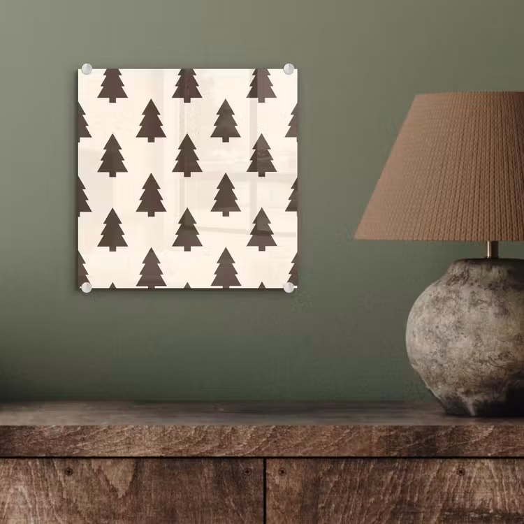 Glas schilderij - Kerstboom - Crème - Grijs — 4
