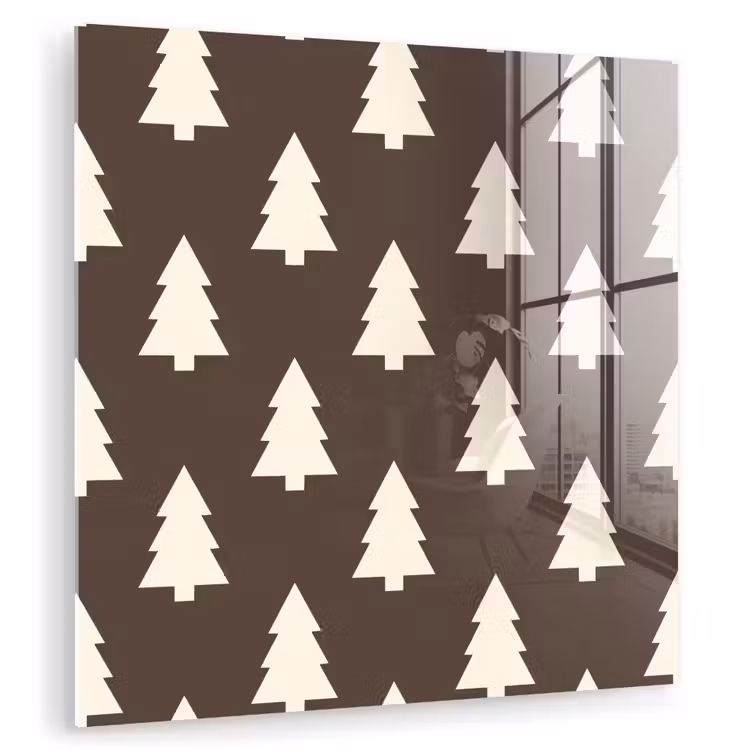 Glas schilderij - Kerstboom - Grijs - Crème — 1