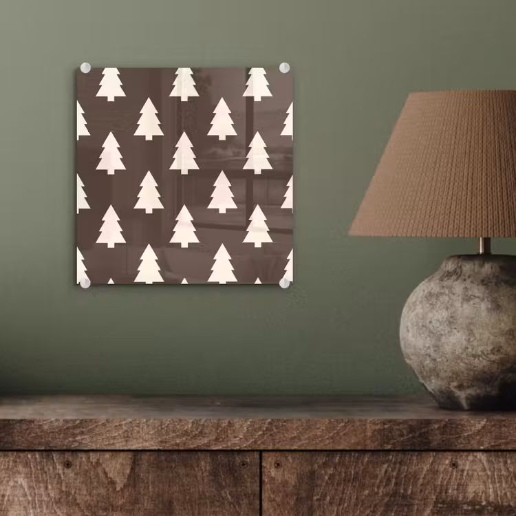 Glas schilderij - Kerstboom - Grijs - Crème — 4