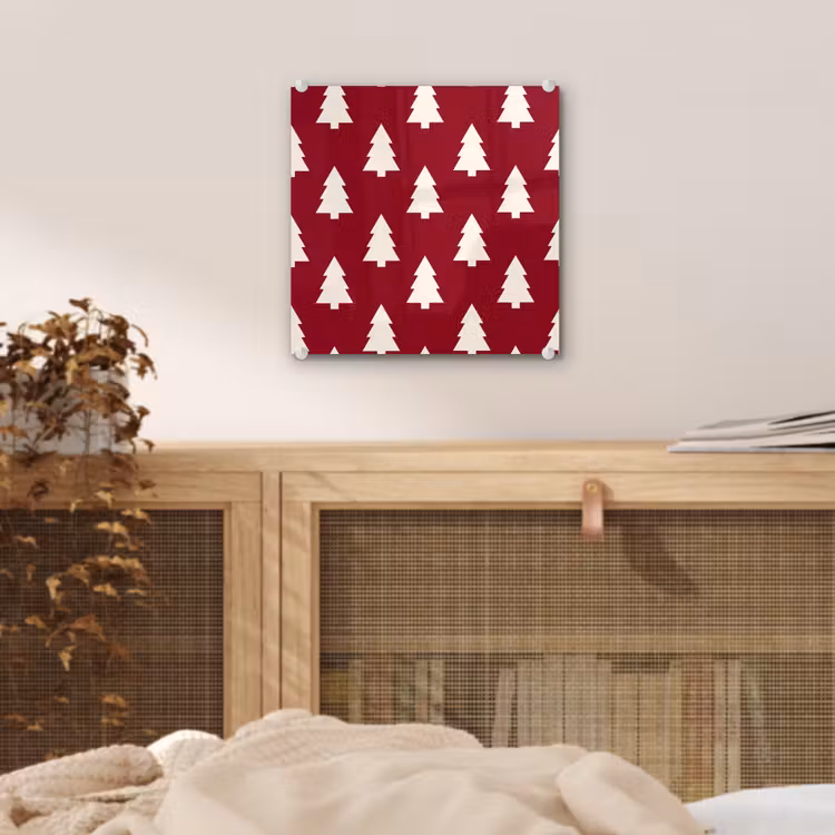Glas schilderij - Kerstboom - Rood - Wit — 5