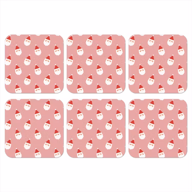 Onderzetter - Kerst - Kerstman - Roze — 1